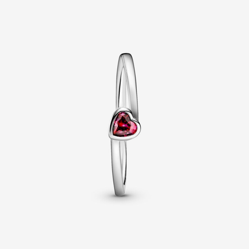 Heart & Promise Rings Pandora Red Tilted Solitaire Argent | 4987352-ML