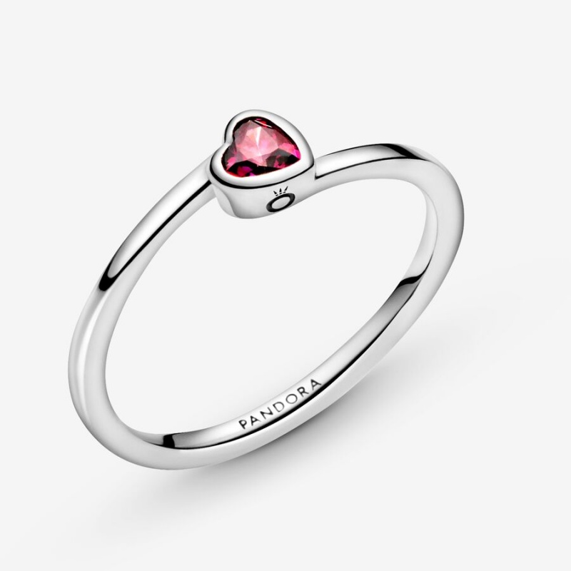 Heart & Promise Rings Pandora Red Tilted Solitaire Argent | 4987352-ML