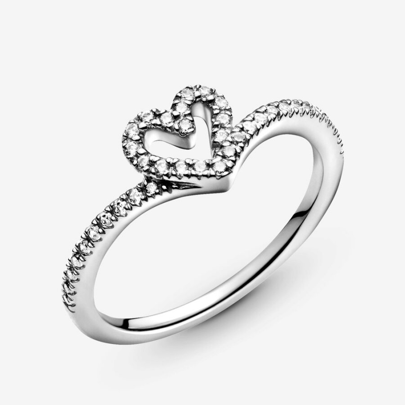 Heart & Promise Rings Pandora Sparkling Wishbone Argent | 0862534-MQ