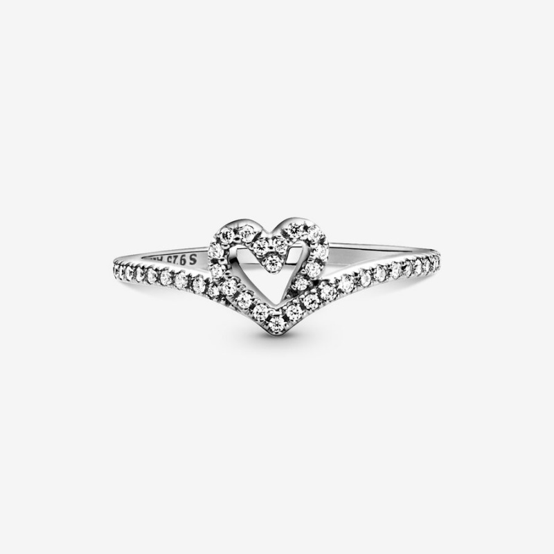 Heart & Promise Rings Pandora Sparkling Wishbone Argent | 0862534-MQ