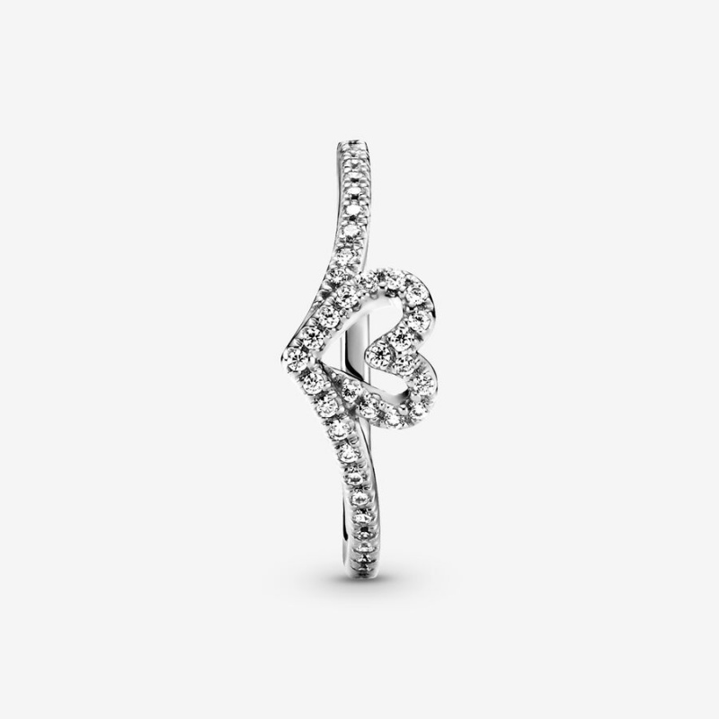 Heart & Promise Rings Pandora Sparkling Wishbone Argent | 0862534-MQ