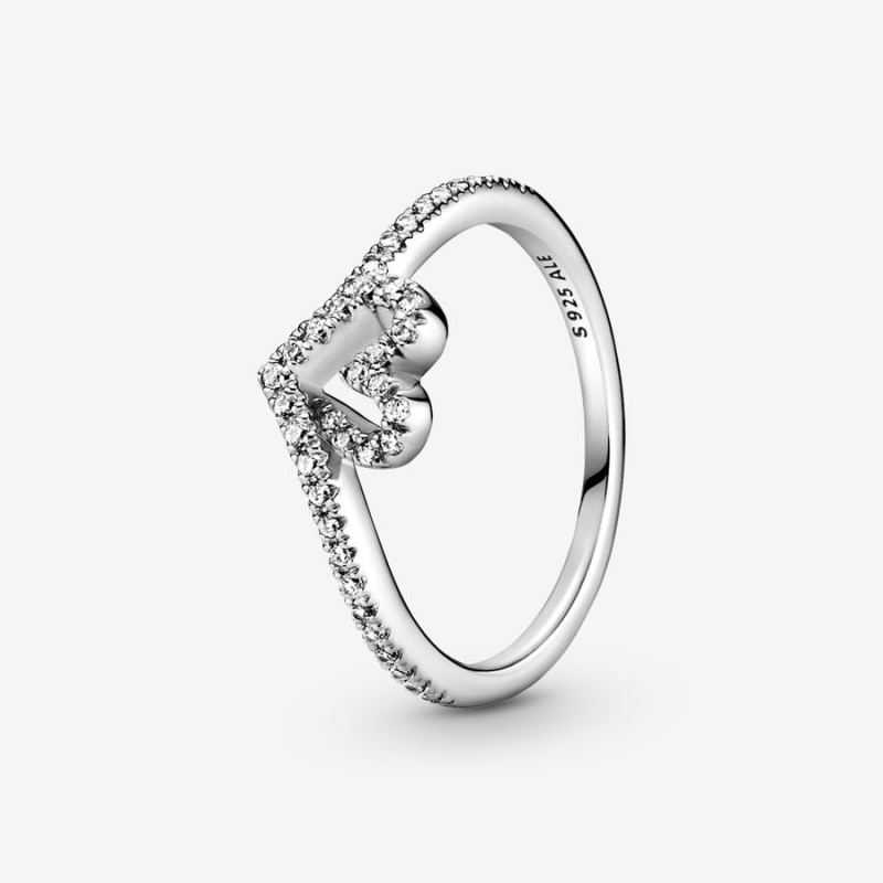 Heart & Promise Rings Pandora Sparkling Wishbone Argent | 0862534-MQ