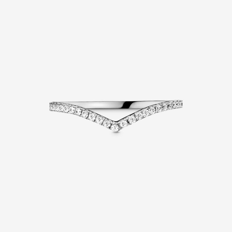 Heart & Promise Rings Pandora Sparkling Wishbone Argent | 1687502-IL