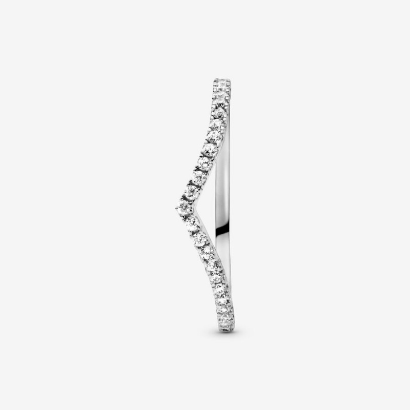 Heart & Promise Rings Pandora Sparkling Wishbone Argent | 1687502-IL