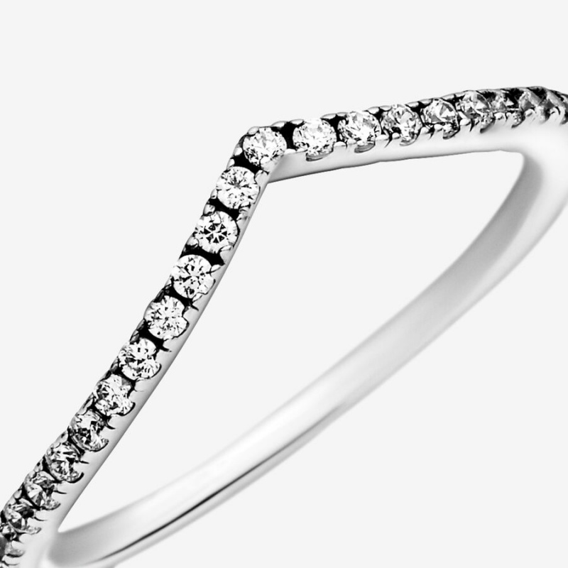 Heart & Promise Rings Pandora Sparkling Wishbone Argent | 1687502-IL