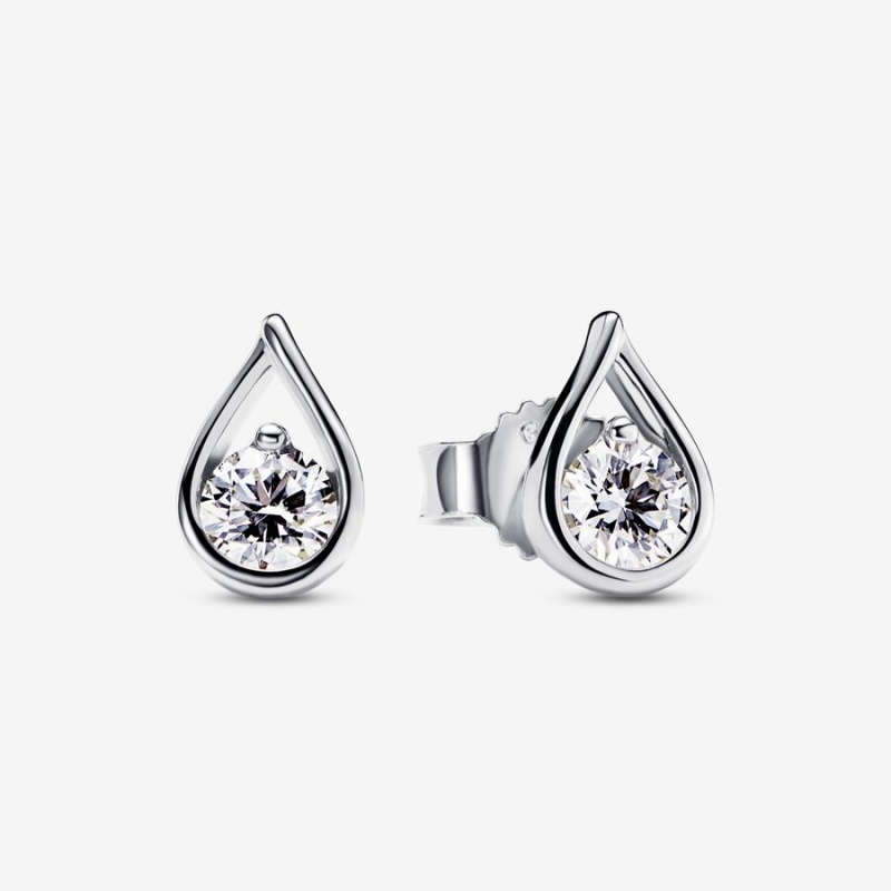 Lab-Created Diamond Earrings Pandora Brilliance 0.50 ct tw Stud Argent | 6347215-VC