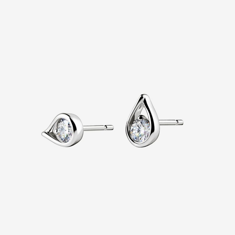 Lab-Created Diamond Earrings Pandora Brilliance 0.50 ct tw Stud Blanche Doré | 8341509-IZ