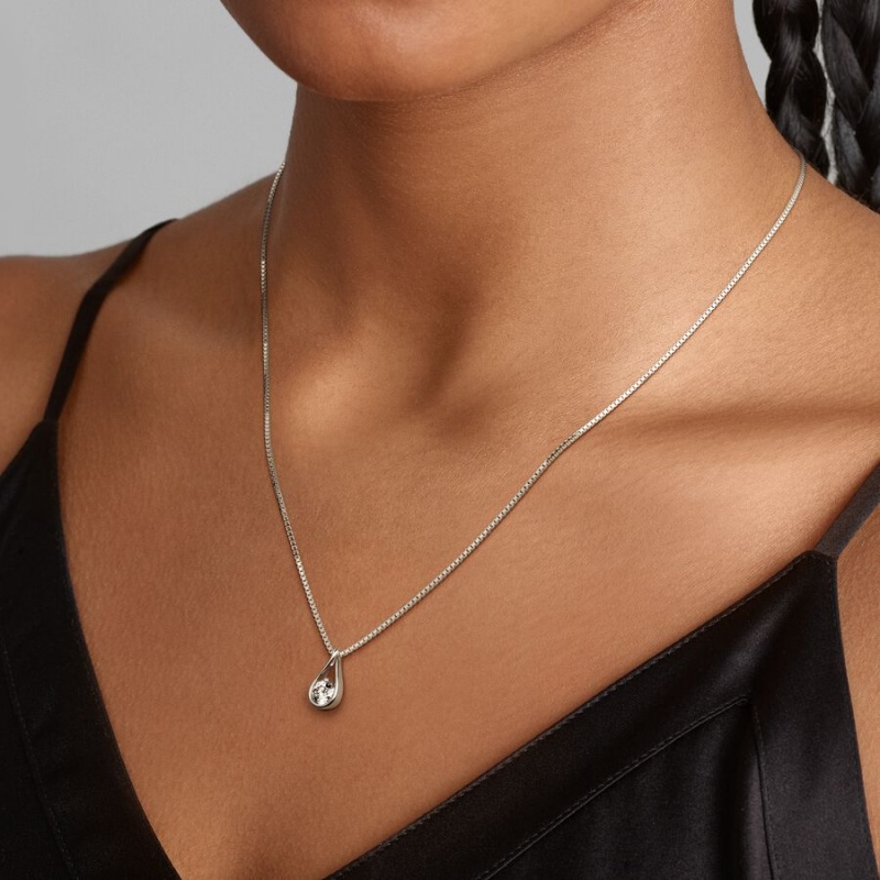 Lab-Created Diamond Necklaces Pandora Brilliance Lab-created 0.50 ct tw Diamond Blanche Doré | 8460391-IM