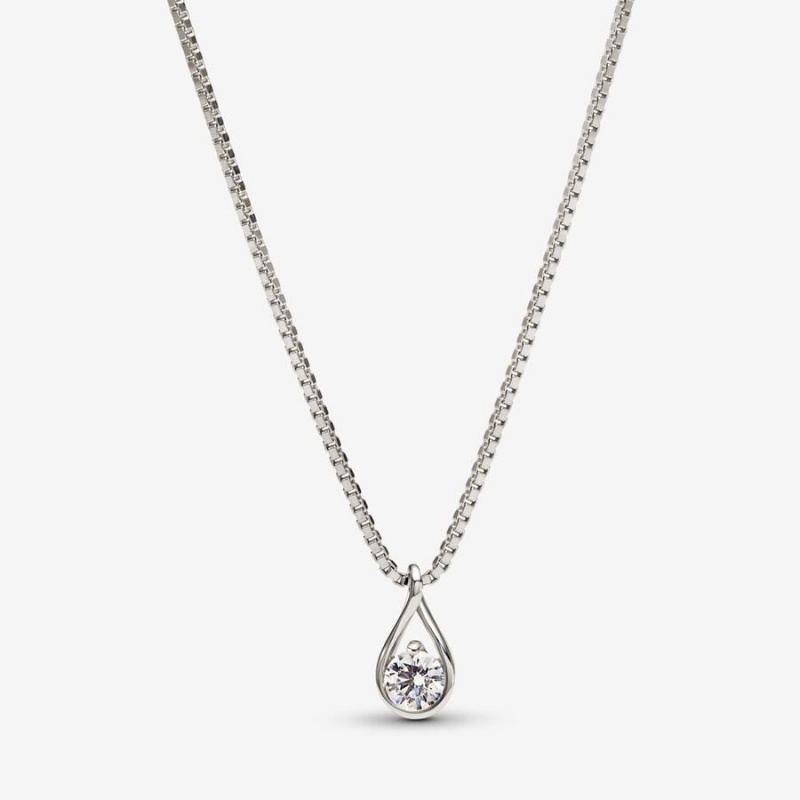 Lab-Created Diamond Necklaces Pandora Brilliance Lab-created 0.25 ct tw Diamond Blanche Doré | 1726340-LJ