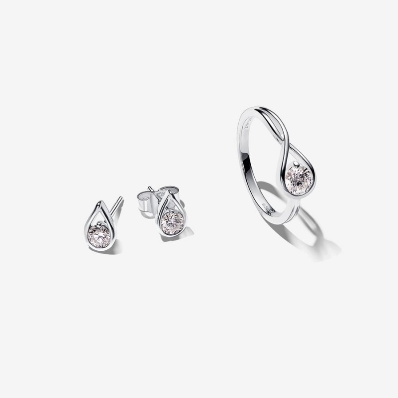 Lab-created Diamond Styled Sets Pandora Argent | 6273185-FK