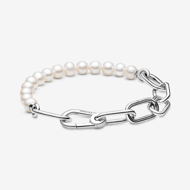 Link Bracelets Pandora ME Treated Freshwater Cultured Pearl Argent | 5613820-EM