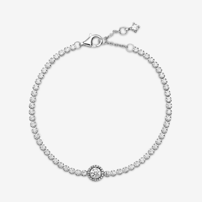 Non-charm Bracelets Pandora Sparkling Halo Tennis Argent | 2489156-BW