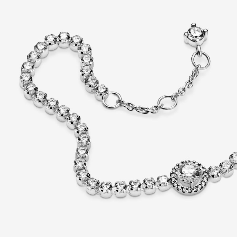 Non-charm Bracelets Pandora Sparkling Halo Tennis Argent | 2489156-BW