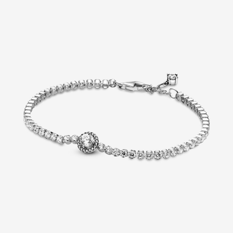 Non-charm Bracelets Pandora Sparkling Halo Tennis Argent | 2489156-BW