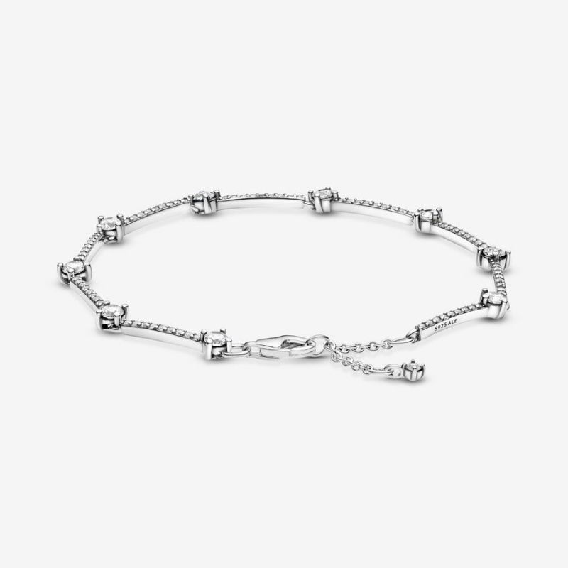 Non-charm Bracelets Pandora Sparkling Pavé Bars Argent | 4950326-ZO