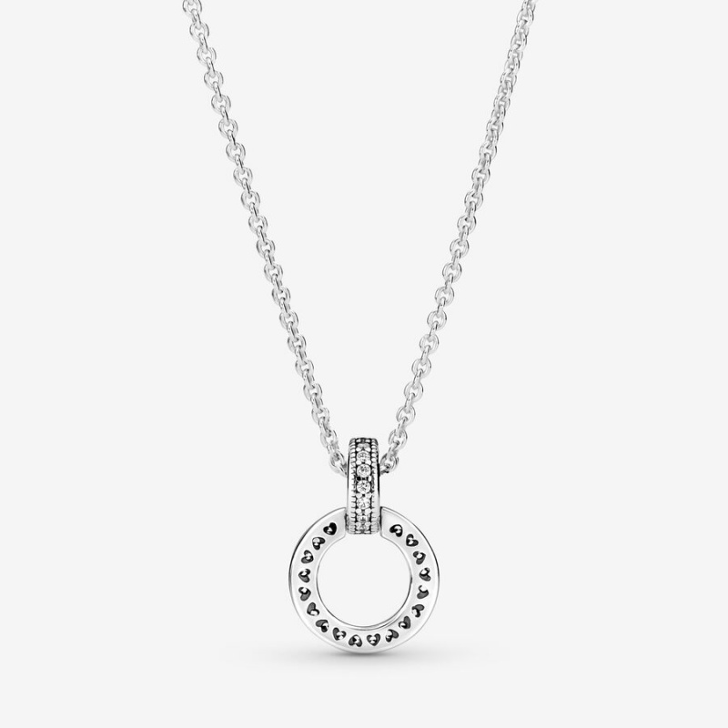 Pendant Necklaces Pandora Double Circle Argent | 7694283-PS