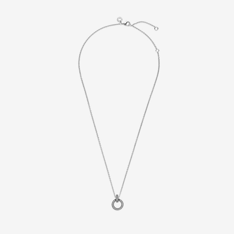 Pendant Necklaces Pandora Double Circle Argent | 7694283-PS