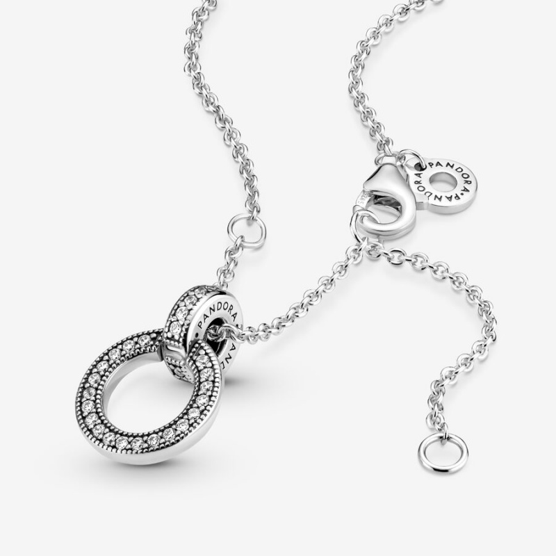 Pendant Necklaces Pandora Double Circle Argent | 7694283-PS