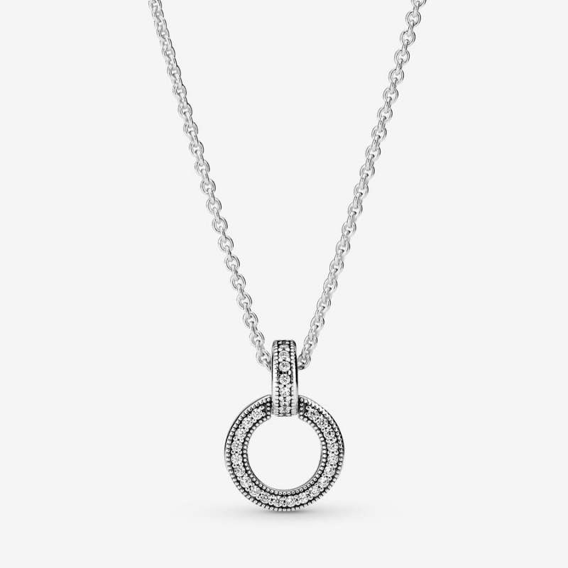 Pendant Necklaces Pandora Double Circle Argent | 7694283-PS