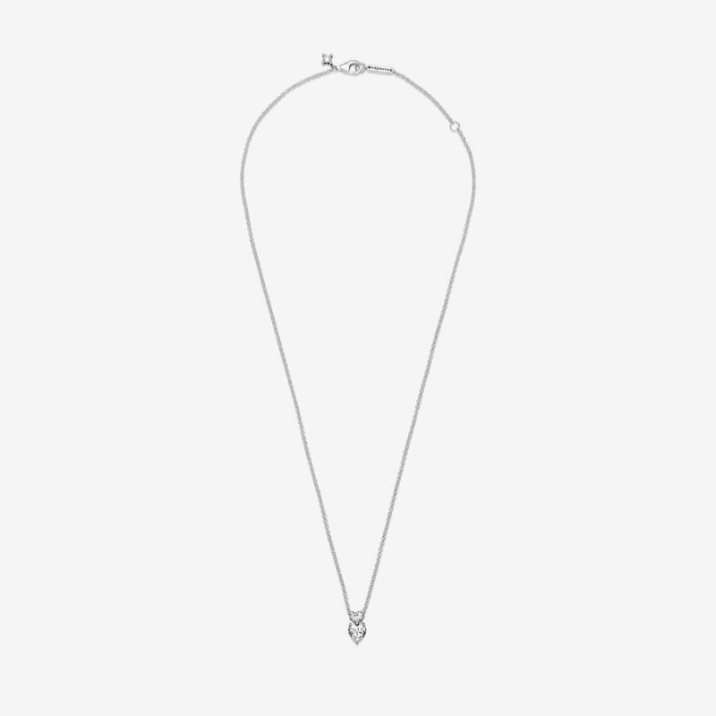 Pendant Necklaces Pandora Double Heart Sparkling Collier Argent | 9157326-CI