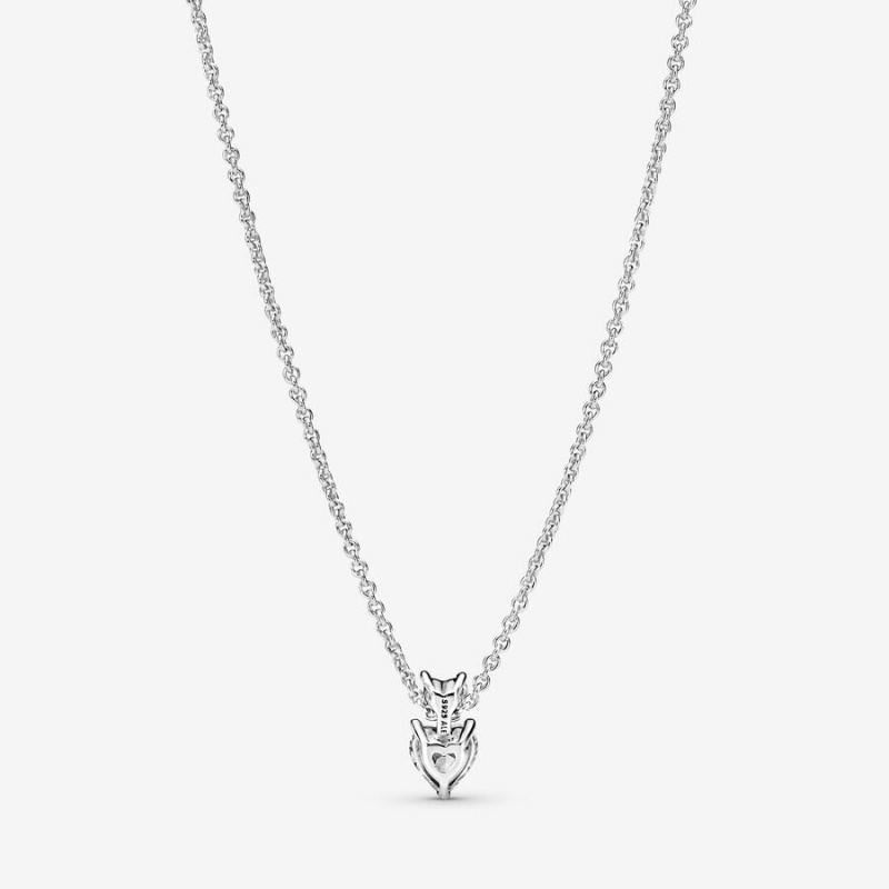 Pendant Necklaces Pandora Double Heart Sparkling Collier Argent | 9157326-CI