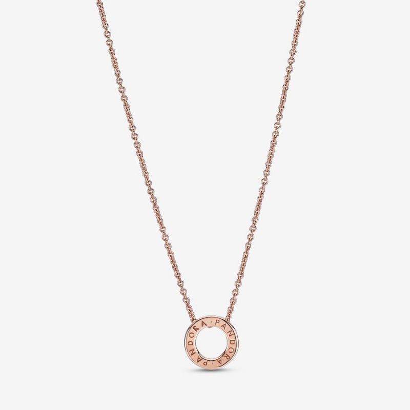 Pendant Necklaces Pandora Logo Pavé Circle Collier Rose Doré | 1937502-SA