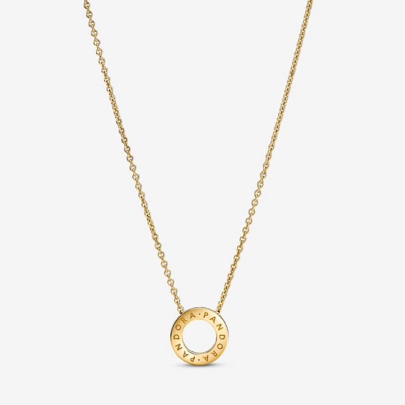 Pendant Necklaces Pandora Logo Pavé Circle Collier Doré | 1974832-MW