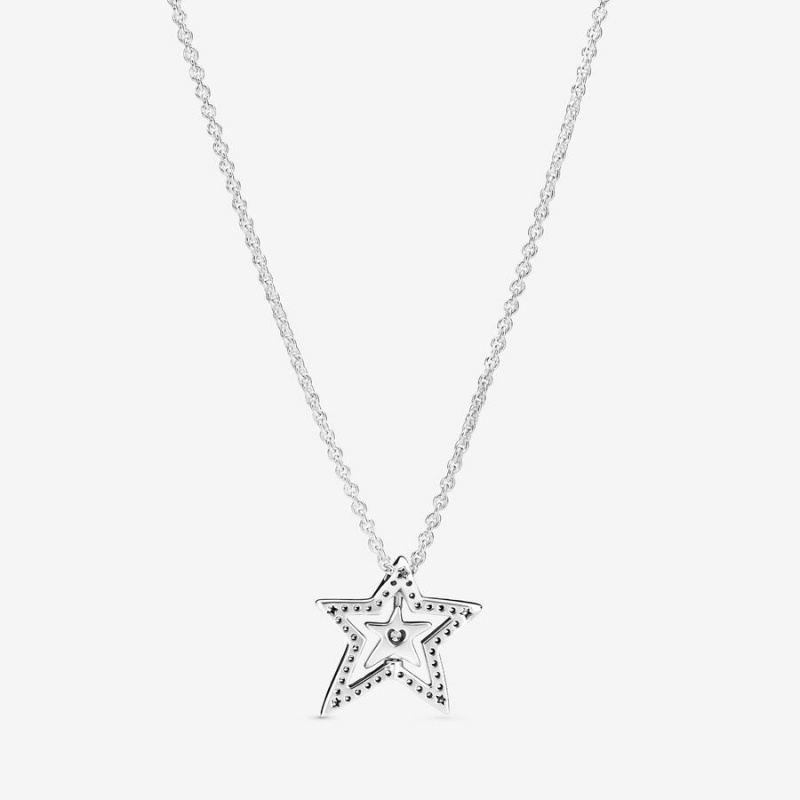 Pendant Necklaces Pandora Pavé Asymmetric Star Collier Argent | 0497258-XT