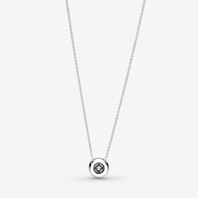 Pendant Necklaces Pandora Sparkling Double Halo Collier Argent | 5308462-GT