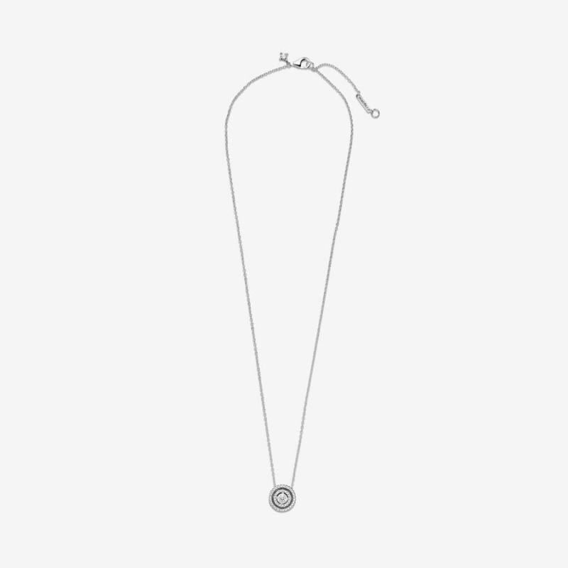 Pendant Necklaces Pandora Sparkling Double Halo Collier Argent | 5308462-GT