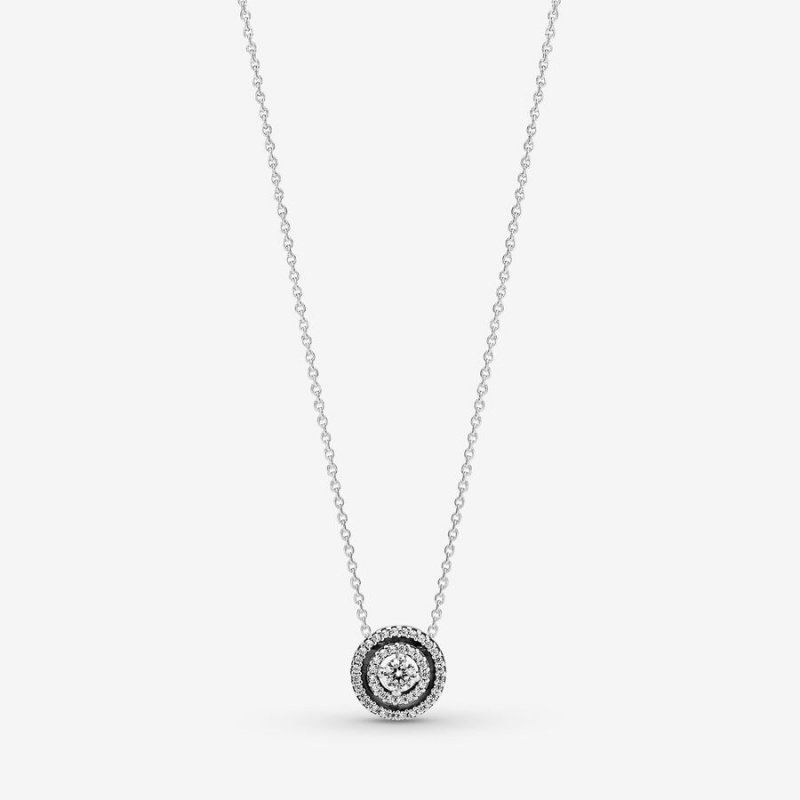 Pendant Necklaces Pandora Sparkling Double Halo Collier Argent | 5308462-GT