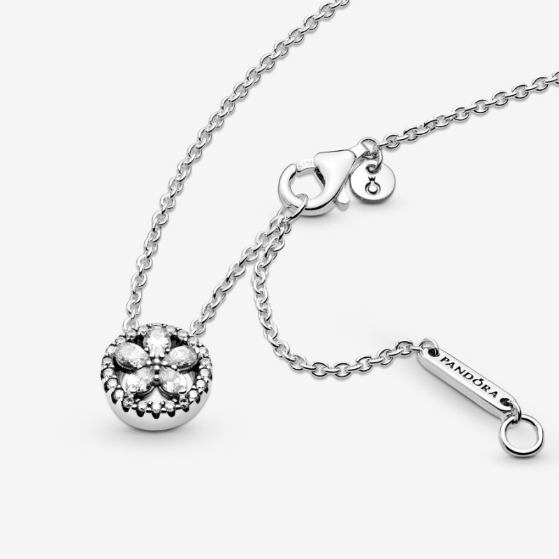 Pendant Necklaces Pandora Sparkling Snowflake Collier Argent | 0762394-XH