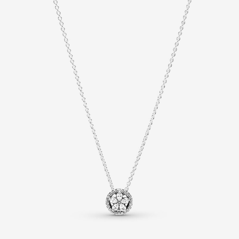 Pendant Necklaces Pandora Sparkling Snowflake Collier Argent | 0762394-XH