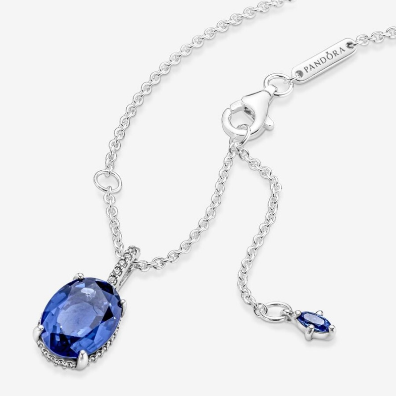 Pendant Necklaces Pandora Sparkling Statement Halo Argent | 0189672-KJ