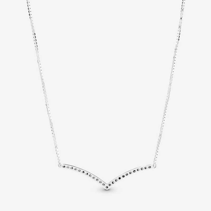 Pendant Necklaces Pandora Sparkling Wishbone Argent | 9540367-VL