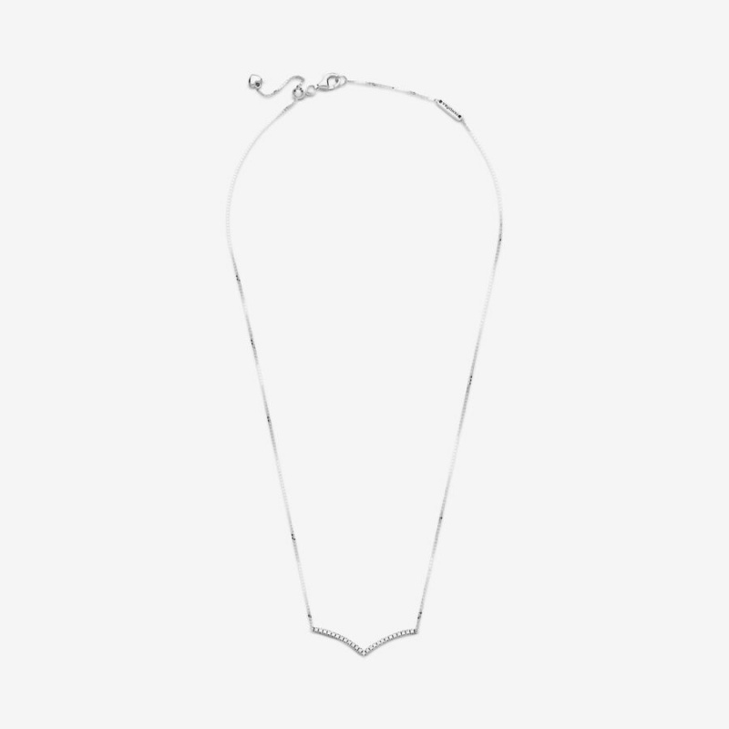 Pendant Necklaces Pandora Sparkling Wishbone Argent | 9540367-VL