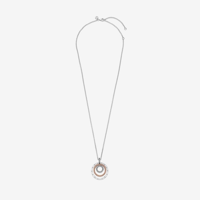 Pendant Necklaces Pandora Two-tone Circles Two-tone | 0412765-WG