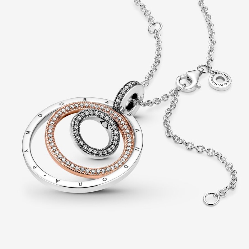 Pendant Necklaces Pandora Two-tone Circles Two-tone | 0412765-WG