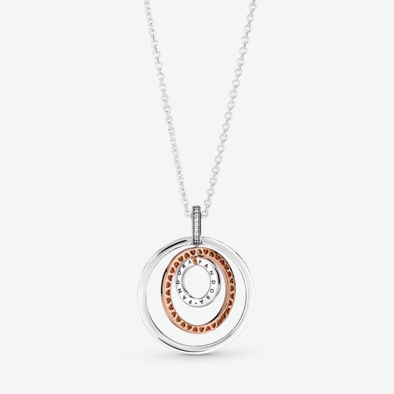 Pendant Necklaces Pandora Two-tone Circles Two-tone | 0412765-WG