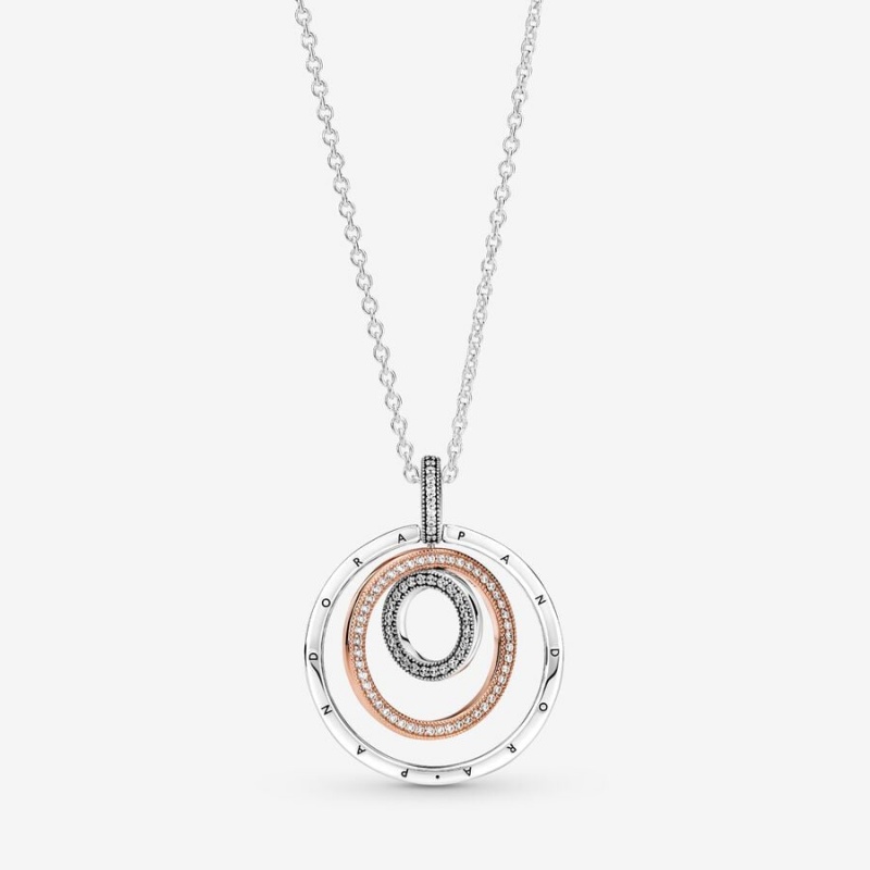 Pendant Necklaces Pandora Two-tone Circles Two-tone | 0412765-WG