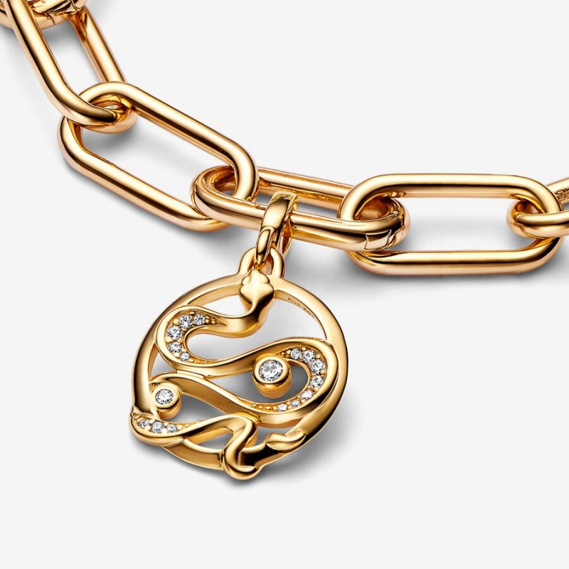 Pendentifs Pandora ME Pavé Snake Medallion Doré | 7632089-UR