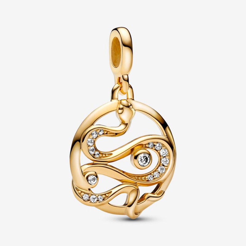 Pendentifs Pandora ME Pavé Snake Medallion Doré | 7632089-UR