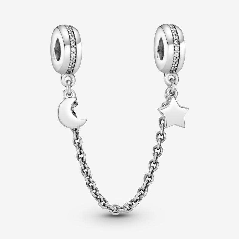 Safety Chains Pandora Half Moon and Star Sécurité Argent | 7193056-WJ