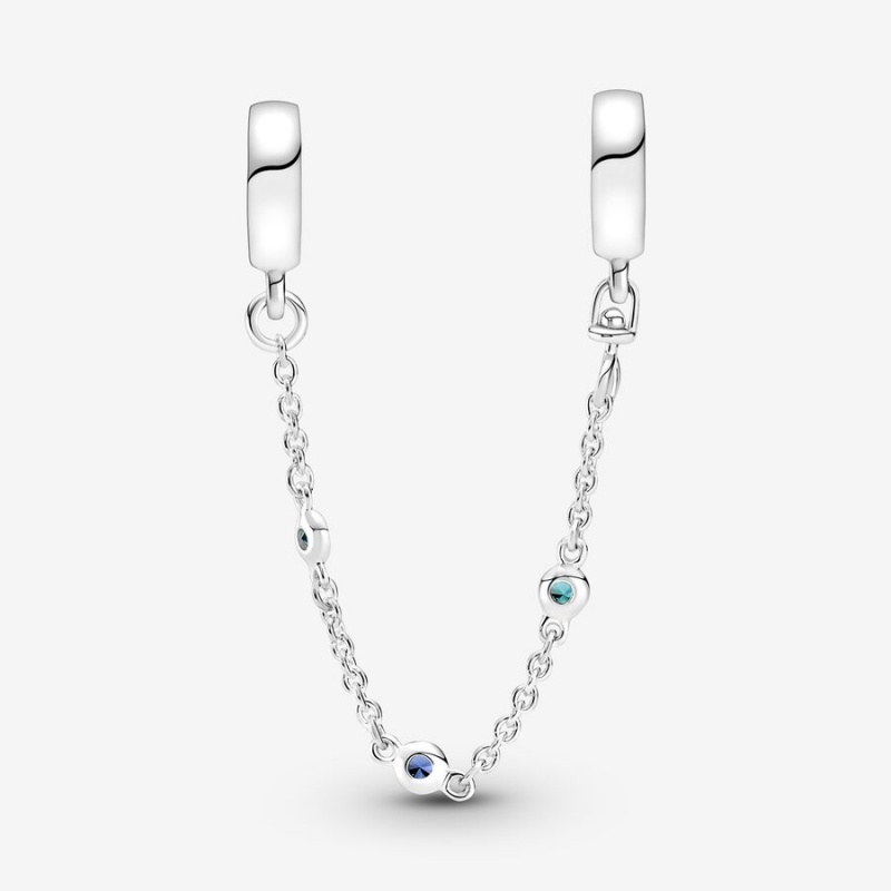 Safety Chains Pandora Triple Blue Stone Sécurité Argent | 5732108-NX