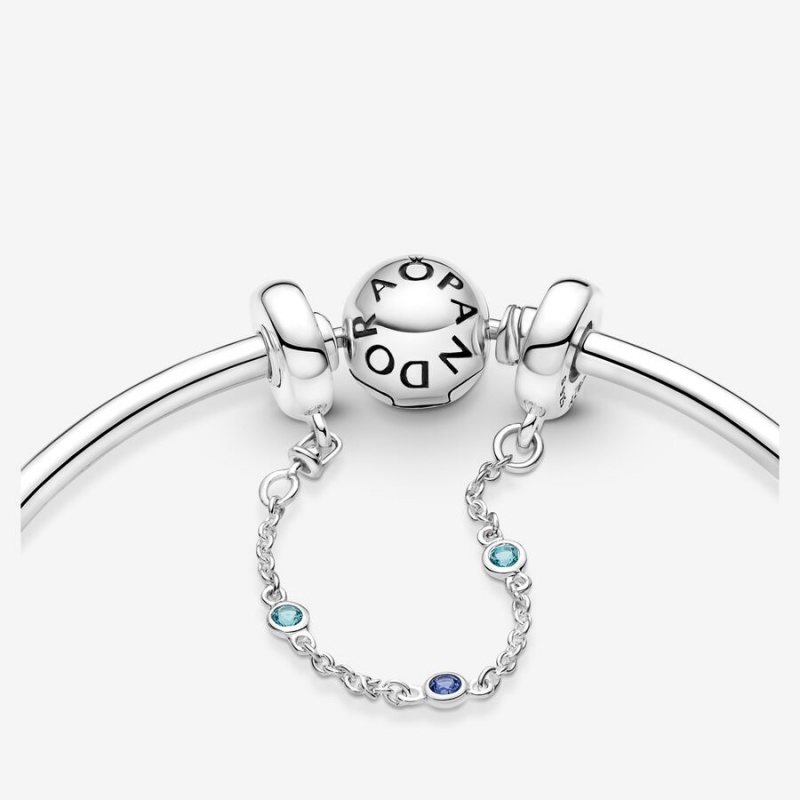 Safety Chains Pandora Triple Blue Stone Sécurité Argent | 5732108-NX