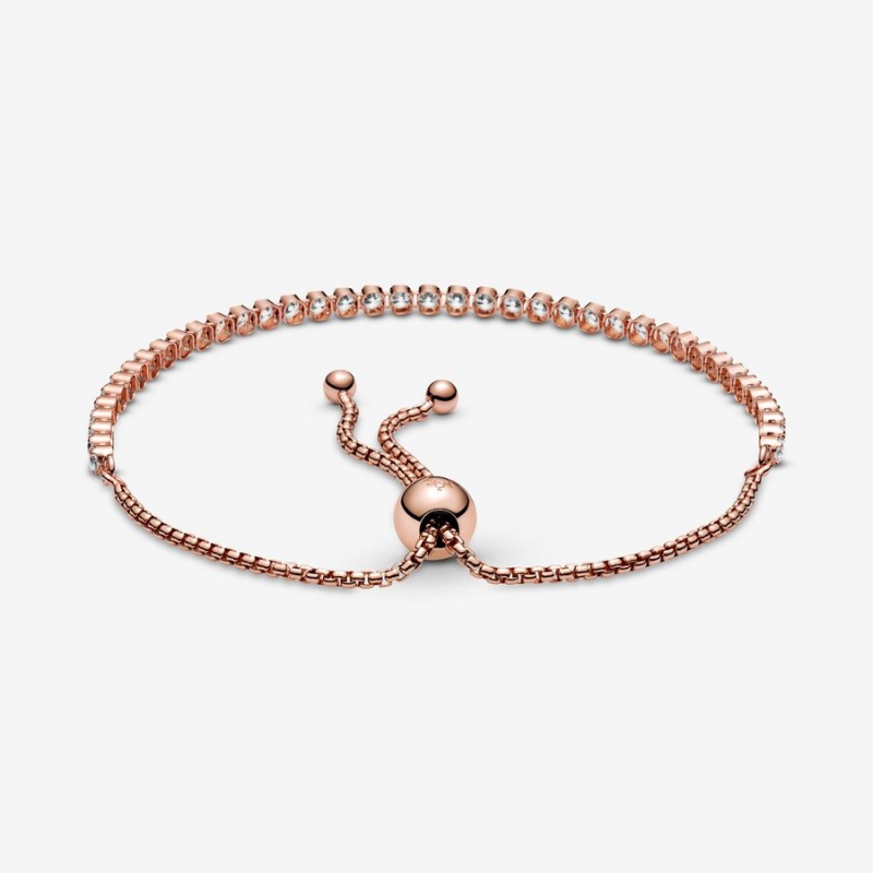 Sliding Bracelets Pandora Sparkling Slider Tennis Rose Doré | 9286145-ZU