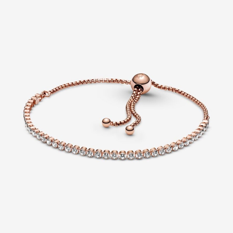 Sliding Bracelets Pandora Sparkling Slider Tennis Rose Doré | 9286145-ZU