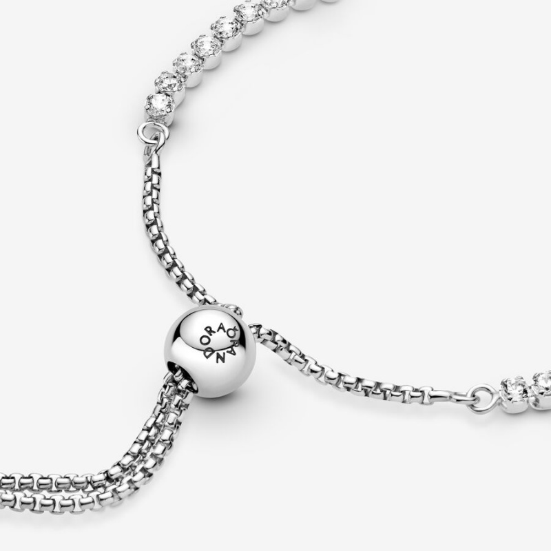 Sliding Bracelets Pandora Sparkling Slider Tennis Argent | 9876304-SR