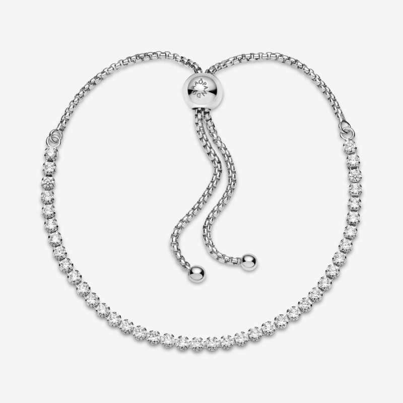 Sliding Bracelets Pandora Sparkling Slider Tennis Argent | 9876304-SR