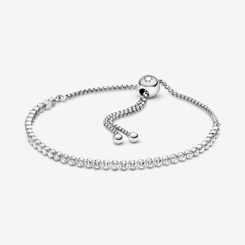 Sliding Bracelets Pandora Sparkling Slider Tennis Argent | 9876304-SR